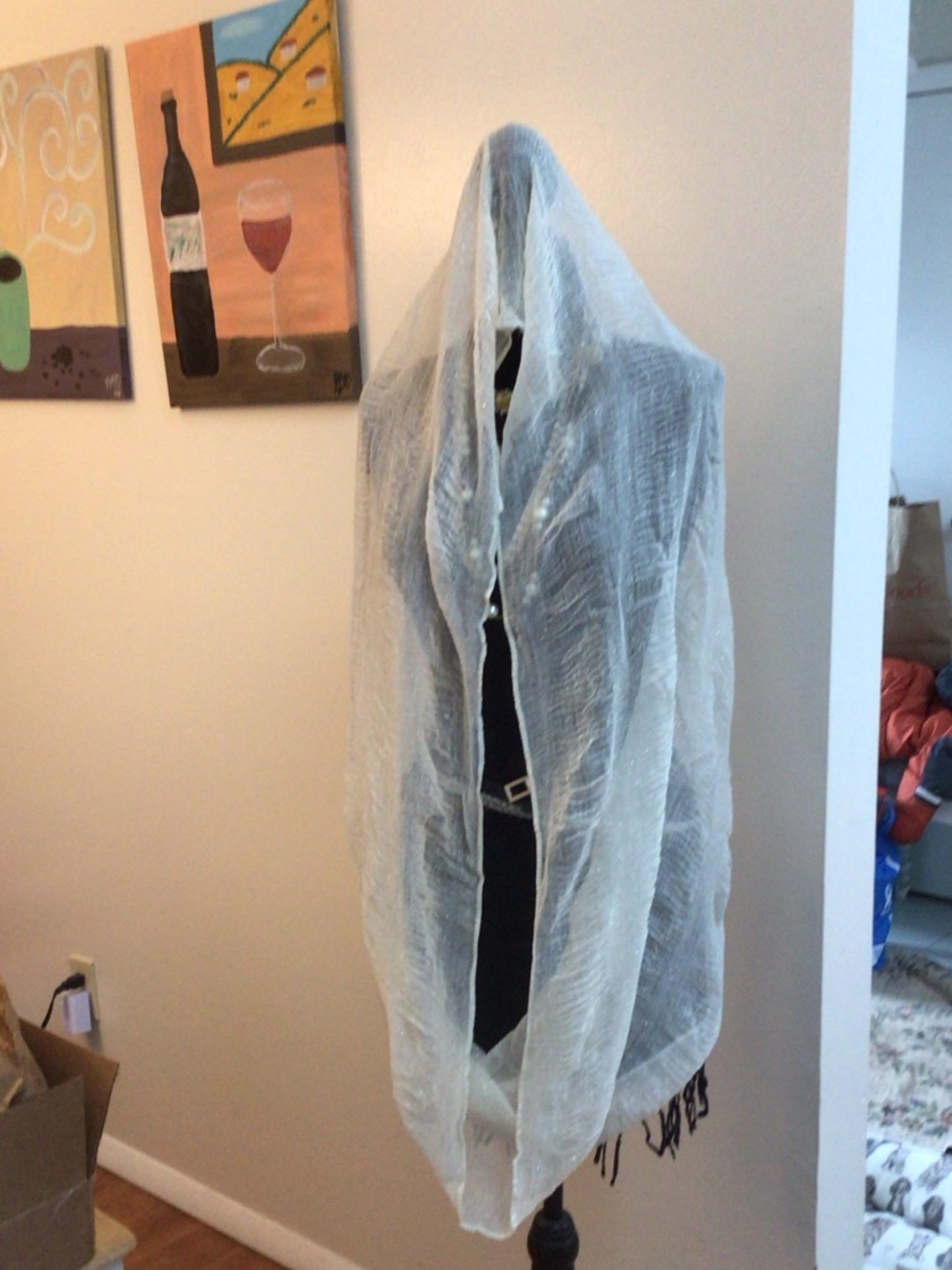 Lightweight White Sheer infinity scarf/shawl